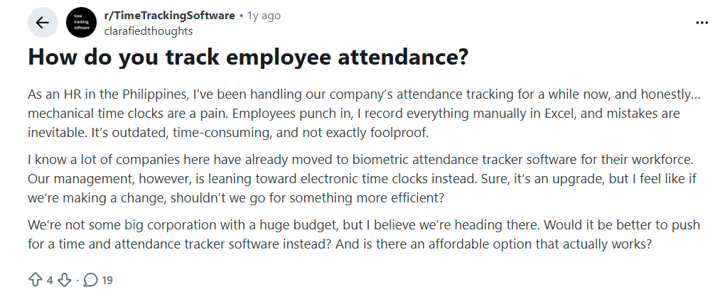How do you track employee attendance reddit review