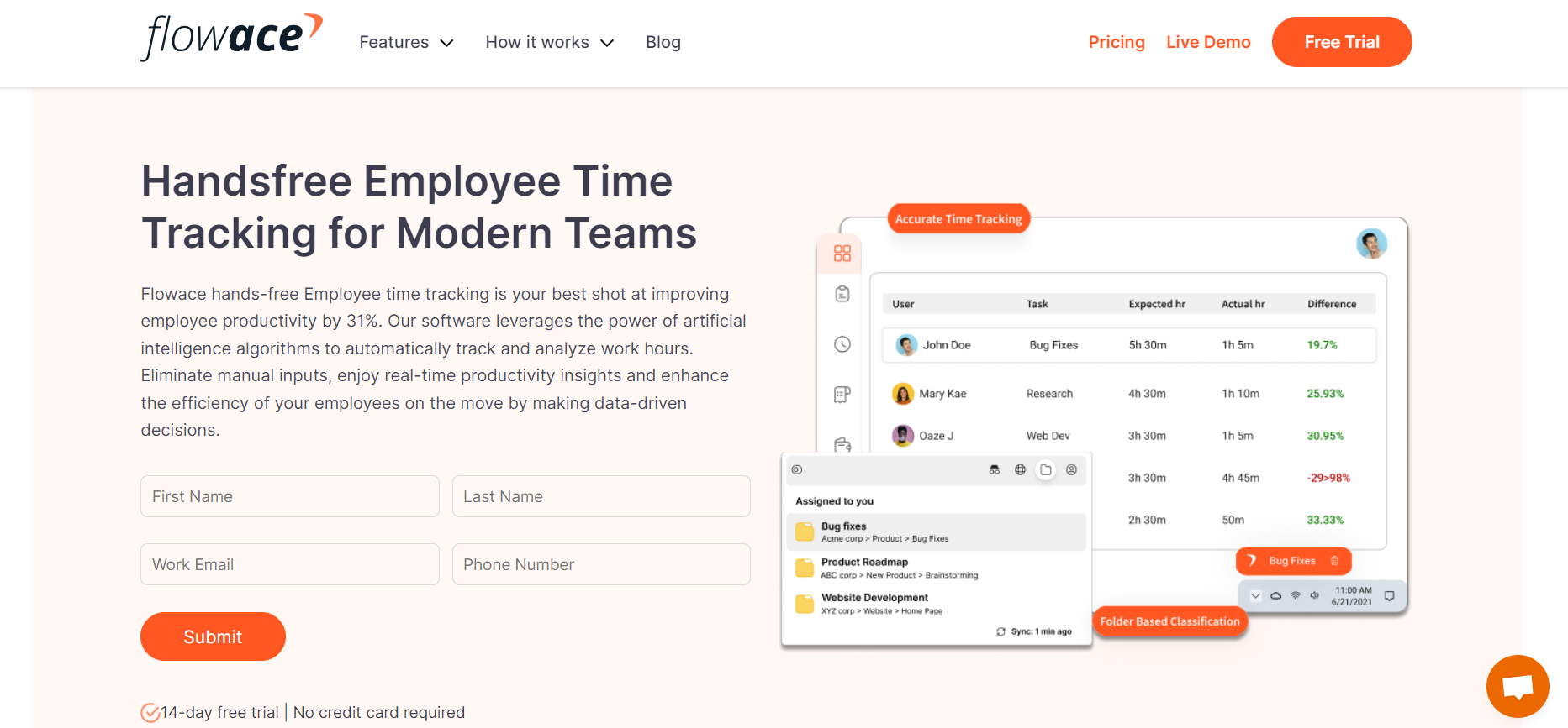 Flowace time tracking tool
