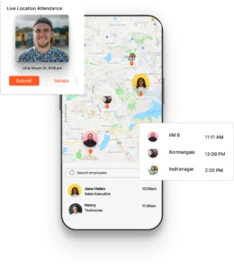 Live location attendance with geolocation
