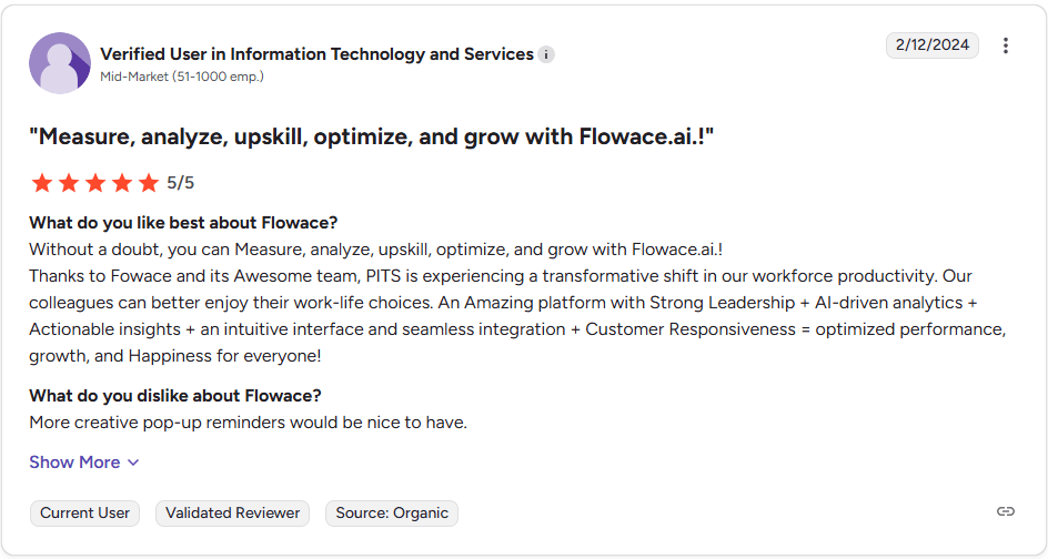 Flowace user review