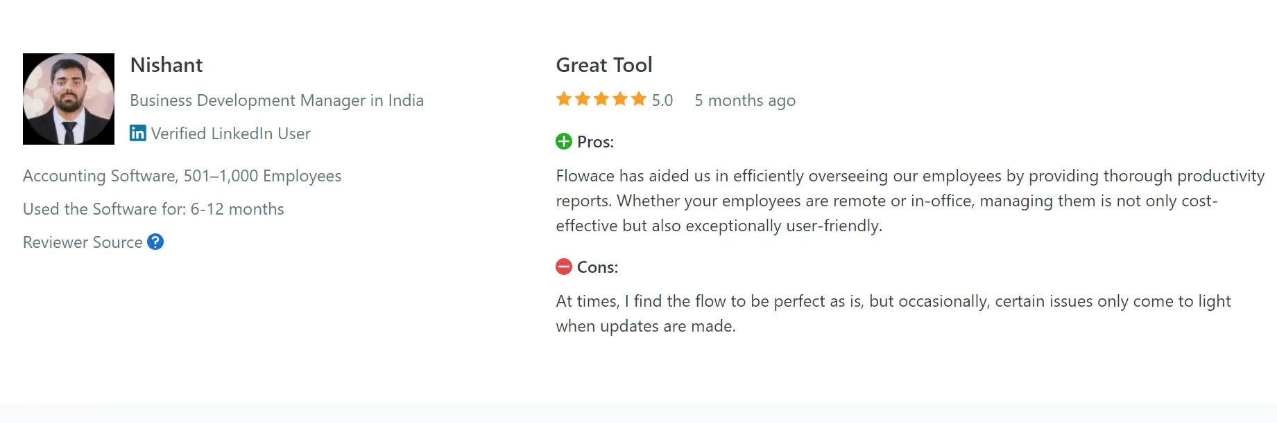 Flowace review capterra