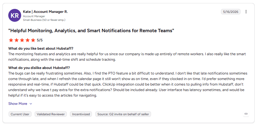 Hubstaff G2 screenshot