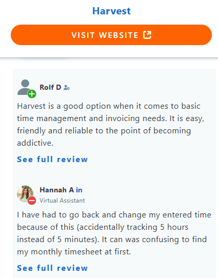 Harvest user review