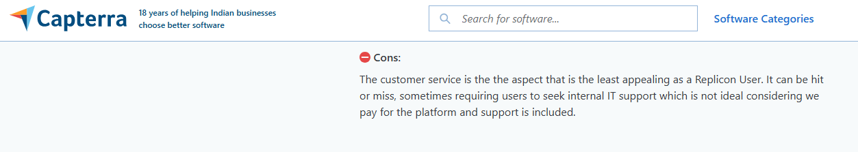 cons of Replicon