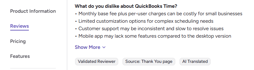 Cons of Tsheets . Drawbacks of Quickbooks Time