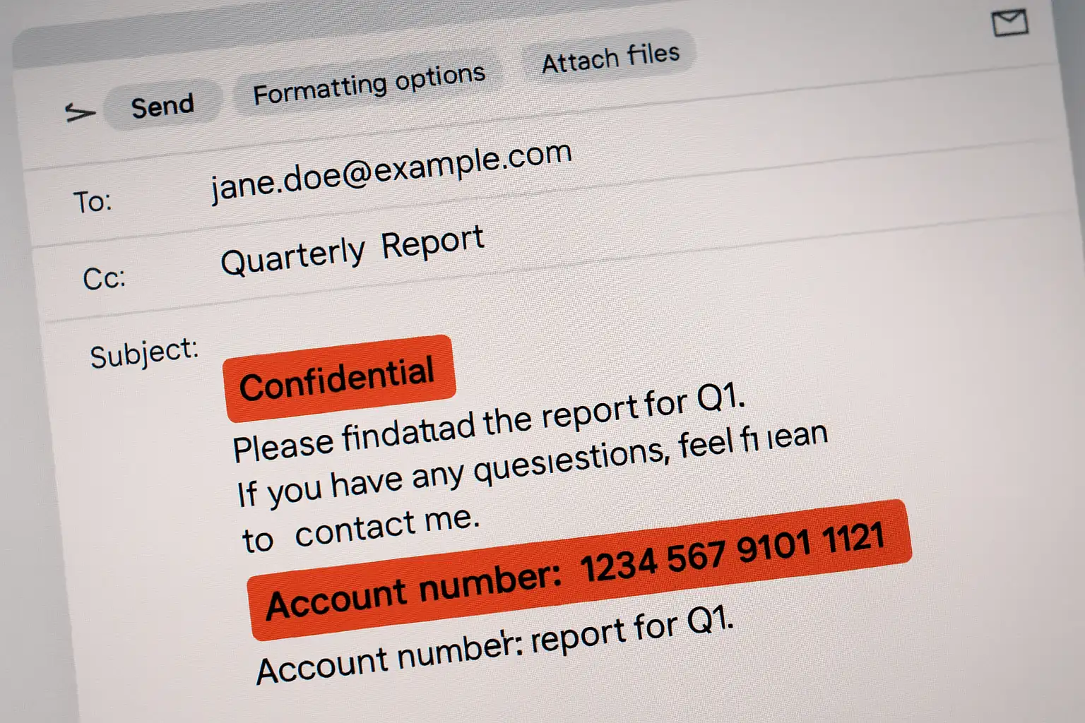 Confidential Email Draft With Sensitive Info