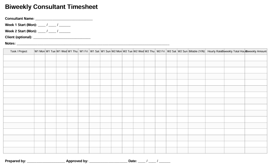 biweekly consultant timesheet template