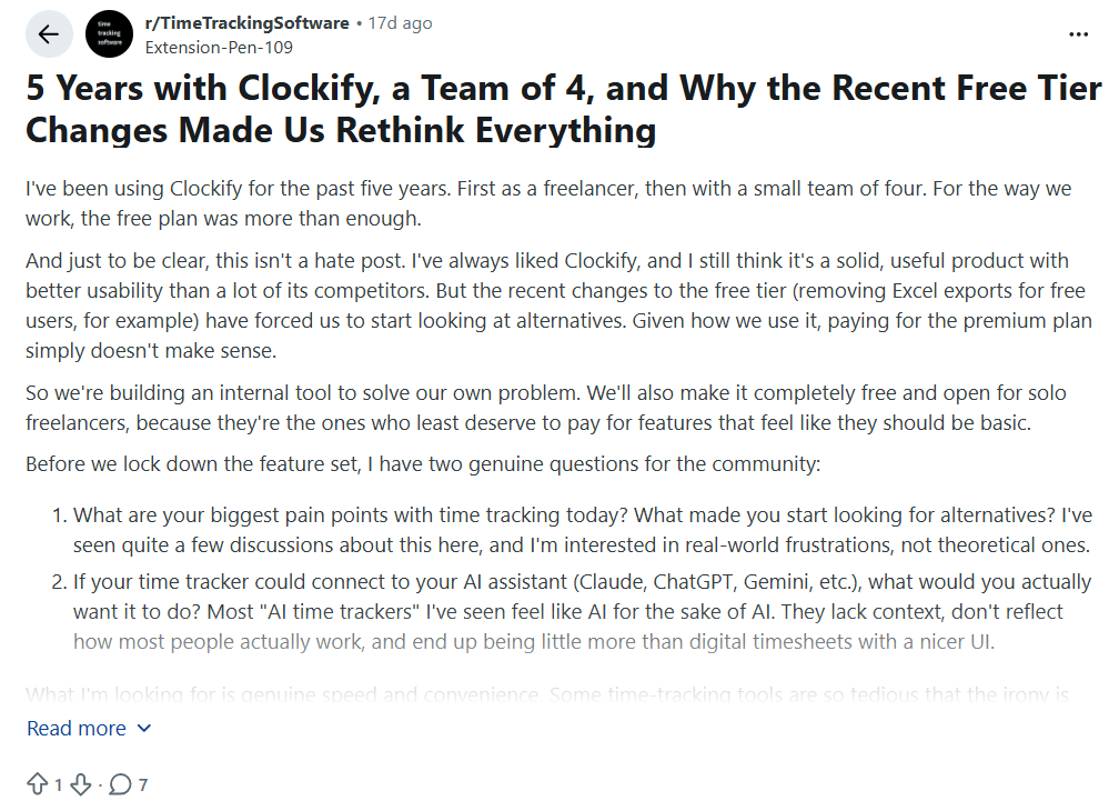 Clockify Reddit Review
