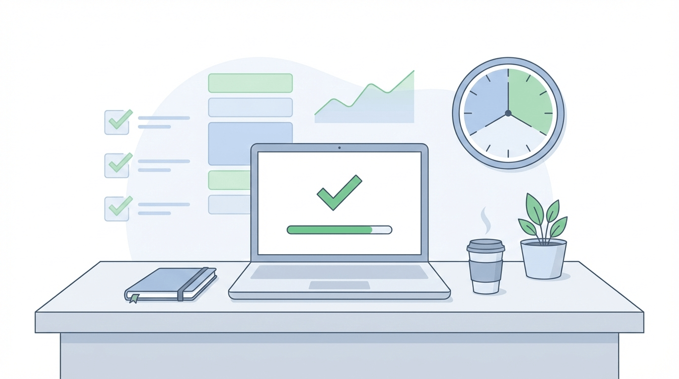 illustration showing what good work looks like in a modern corporate environment when time theft is under control. 