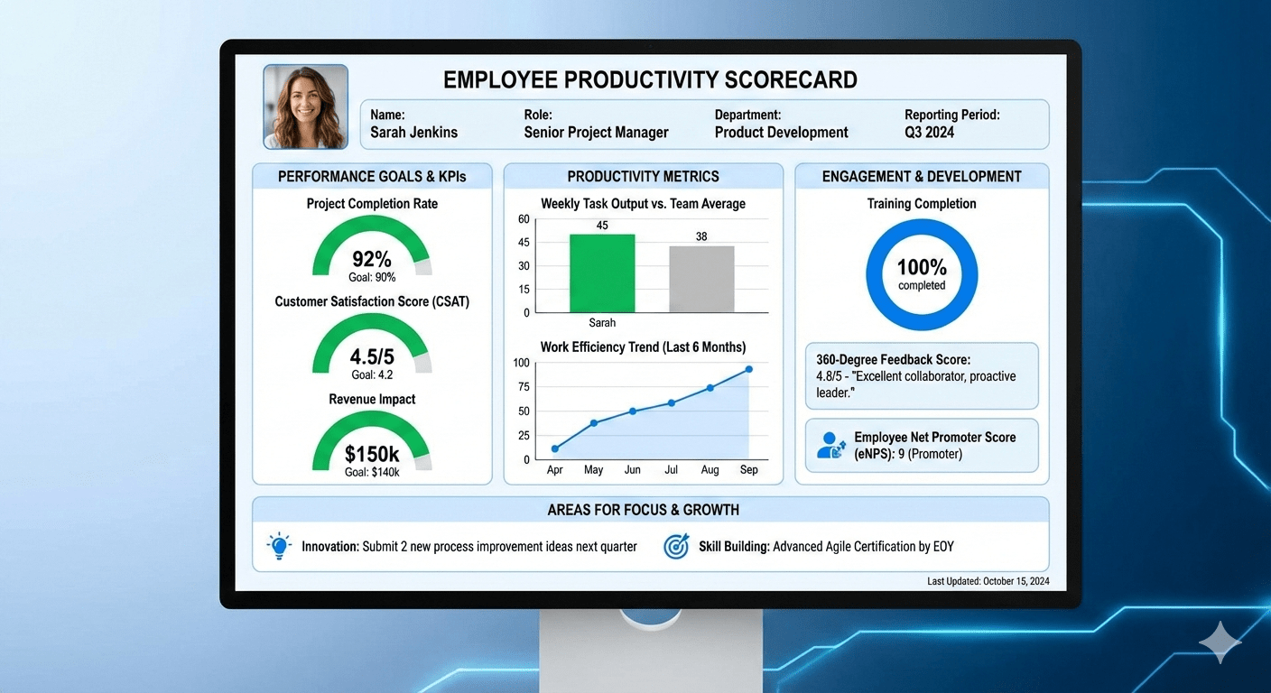 When to Graduate from Spreadsheets to Employee productivity Dashboards, employee productivity scorecard