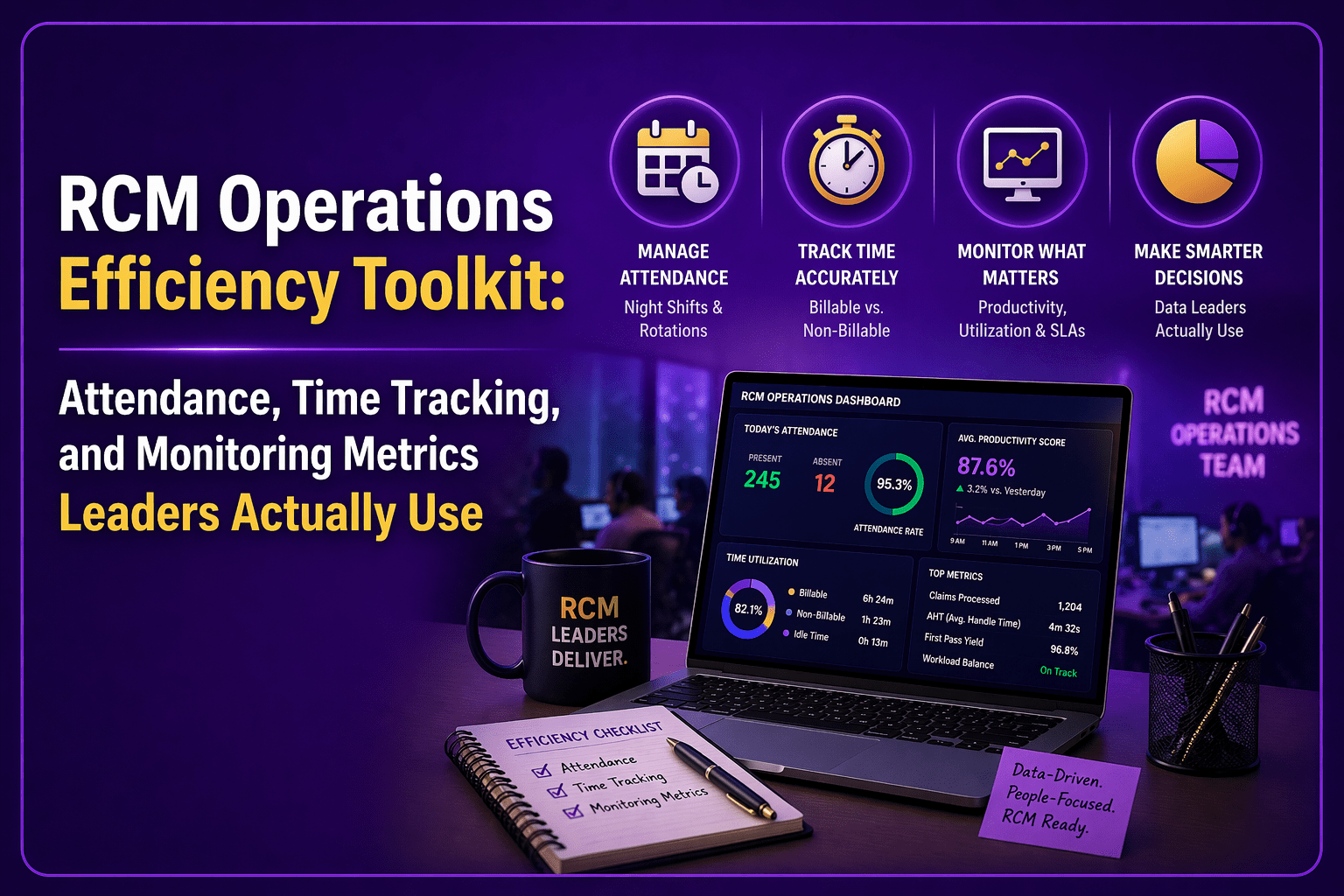 RCM Operations Efficiency Toolkit: Attendance, Time Tracking, and Monitoring Metrics Leaders Actually Use