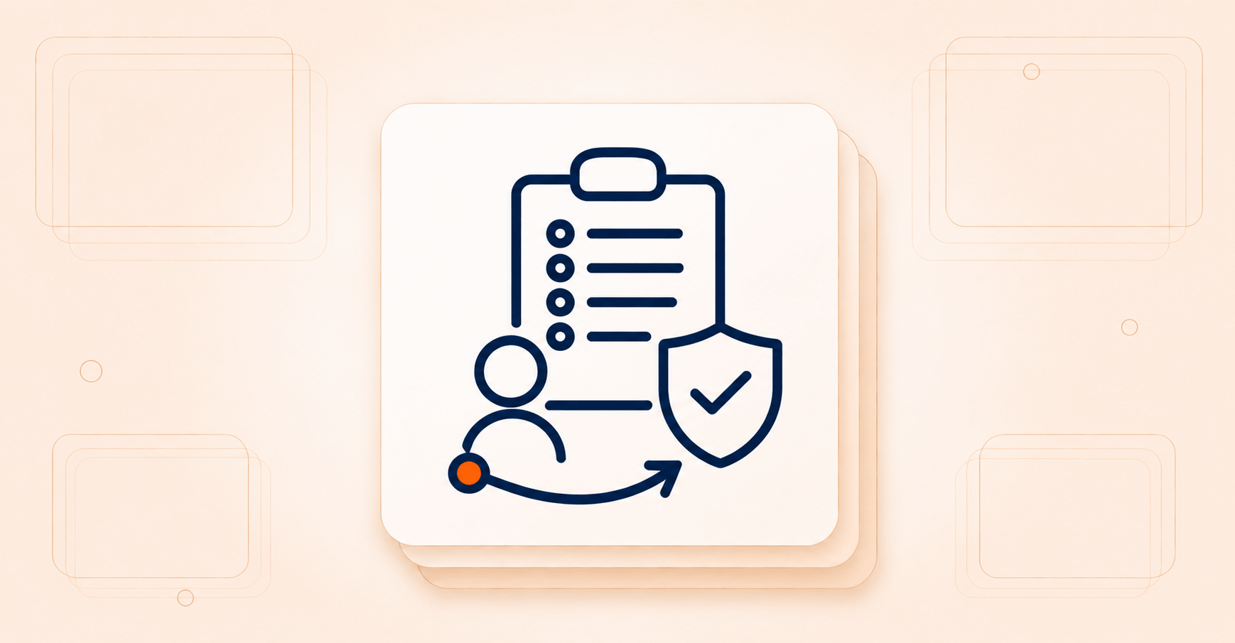 Employee monitoring checklist with compliance shield icon on a soft beige background.