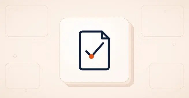Minimal illustration of a document checklist icon on a soft beige background, representing employee monitoring policy review.