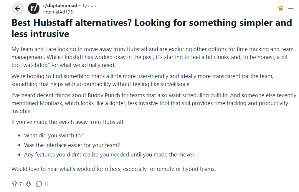 Hubstaff alternative reddit review