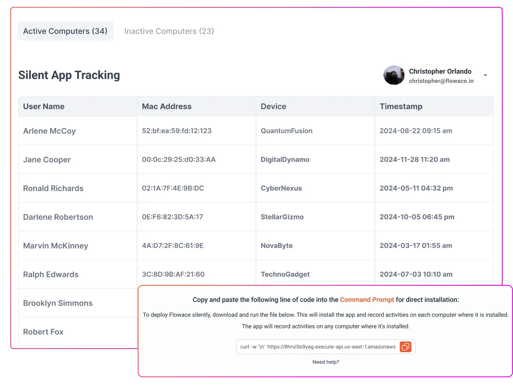 Flowace Silent App Tracking